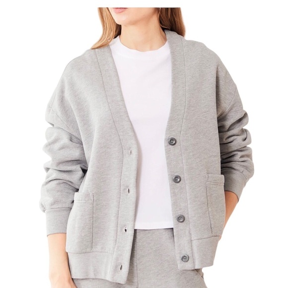 XiRENA Tops - XiRENA Gray Button-Up Sweatshirt